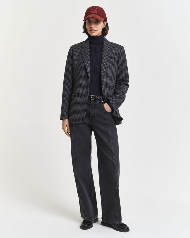 Zopfstrick Rollkragenpullover aus Stretch-Baumwolle