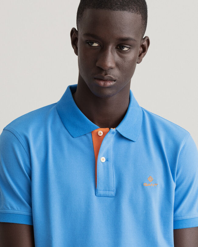 Piqué Rugger Poloshirt mit Kontrastkragen