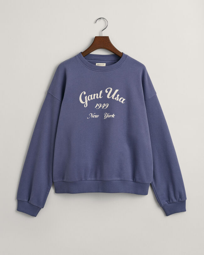 Teen Girls Oversized Script Graphic Sweatshirt