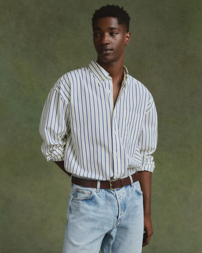 Oversized Popeline Hemd mit Streifen