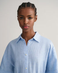 Kurzarm Hemdblusenkleid aus Leinen