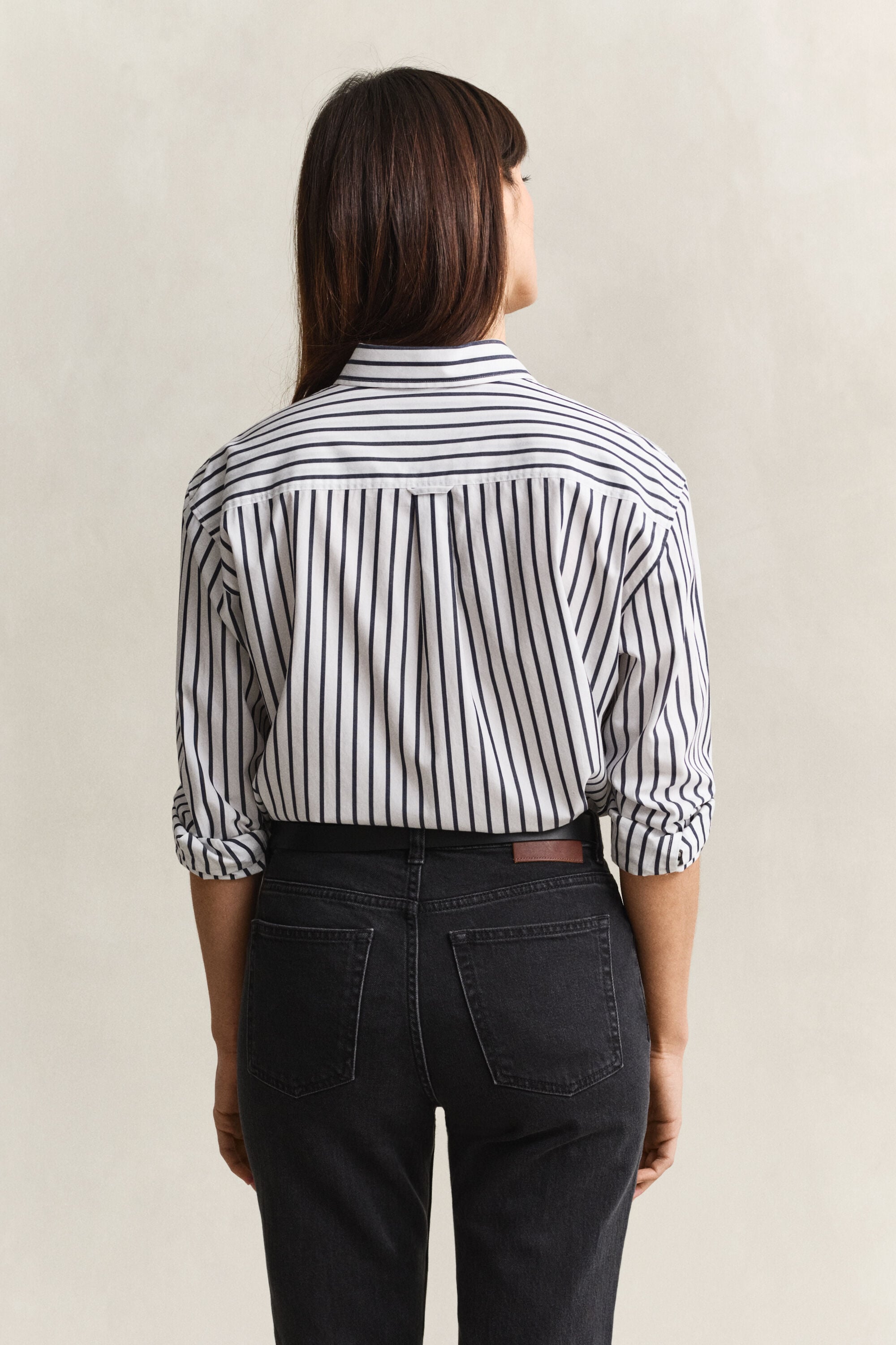 Chemise classique coupe décontractée en popeline à rayures