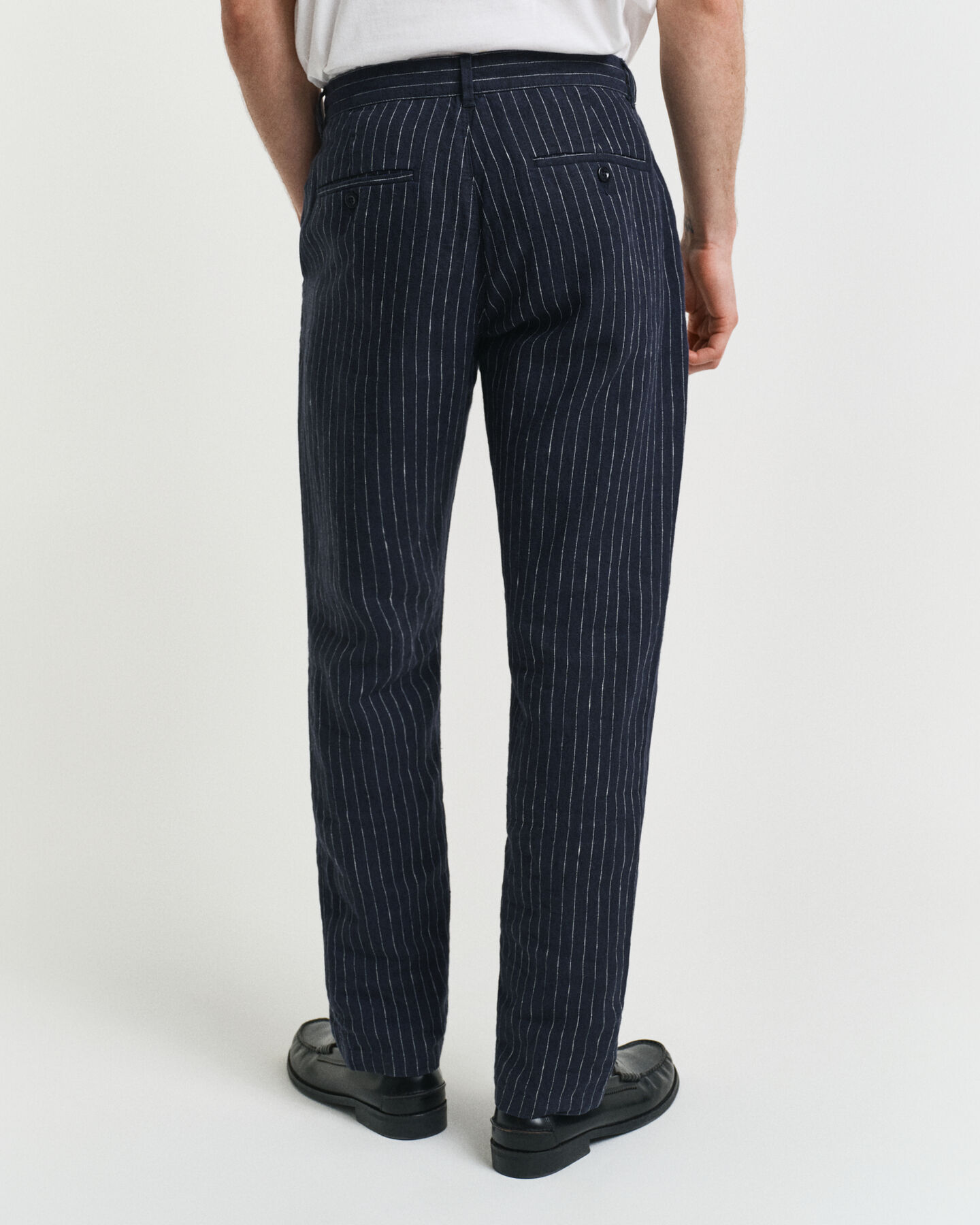 Relaxed Fit Pinstripe Leinen Hose