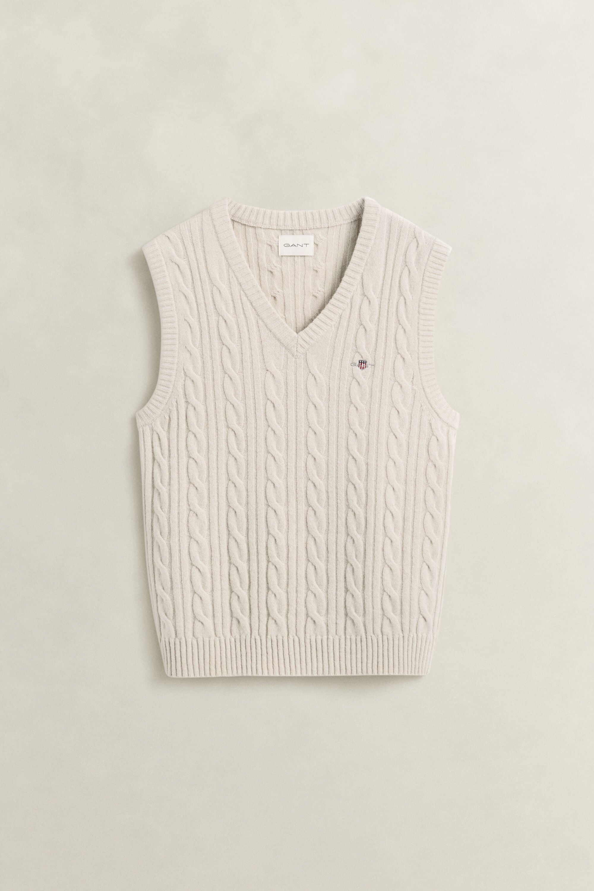 Pull sans manches en maille de laine d'agneau à torsades