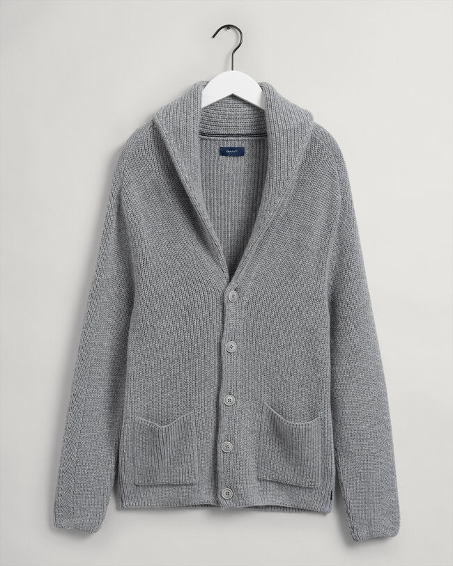 Schalkragen-Strickjacke mit Mohair