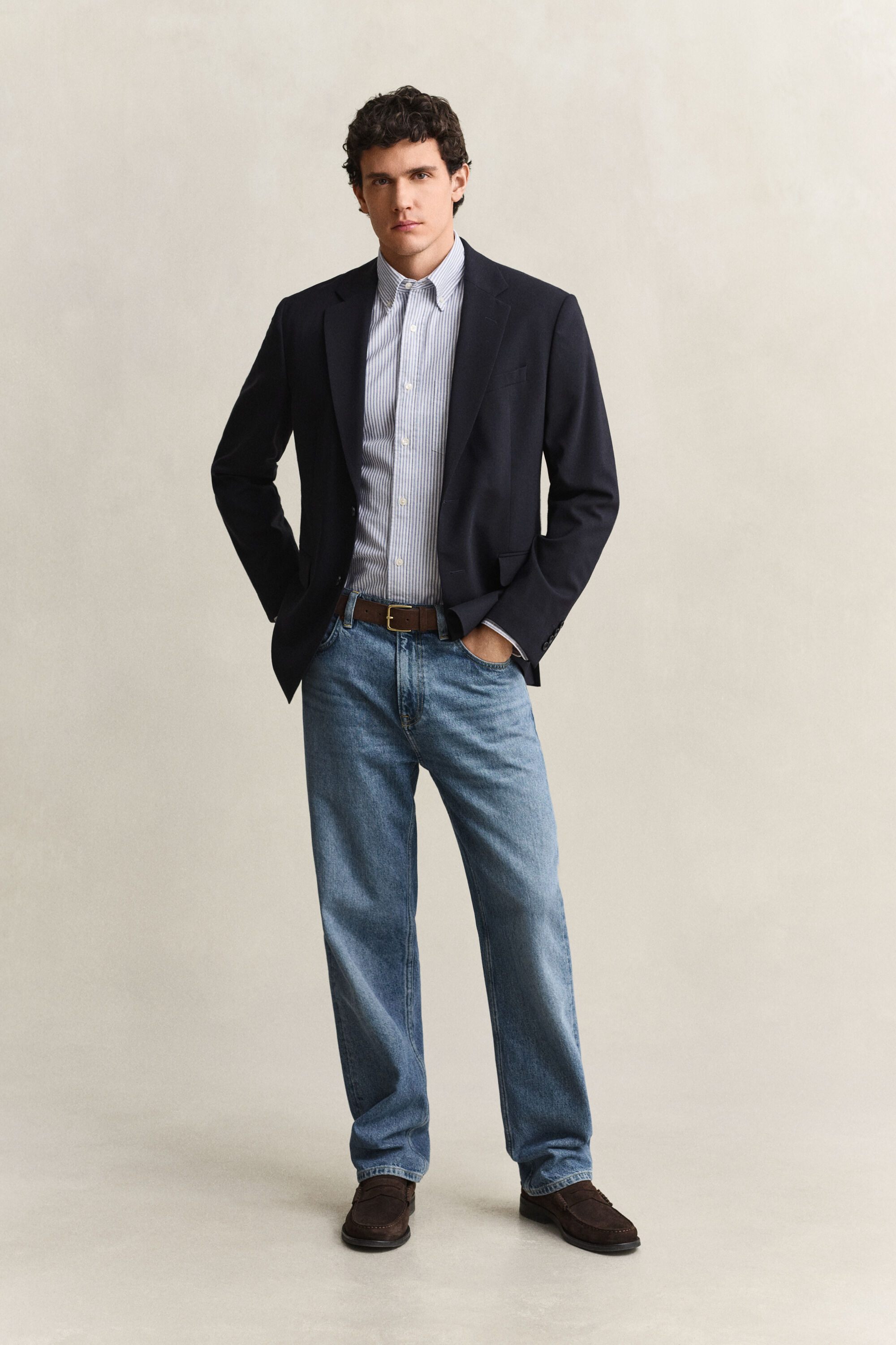 Chemise en coton Oxford classique à rayures Banker