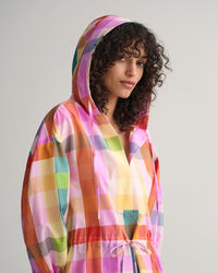 Mehrfarbig kariertes Baumwoll Seiden Kleid