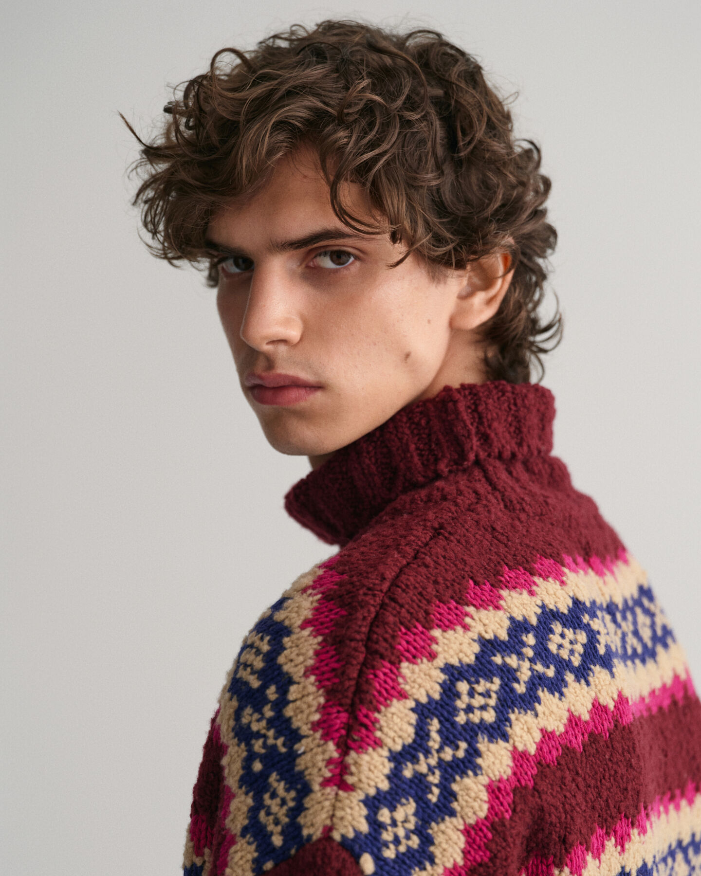 Pullover mit Trichterkragen und Fair-Isle-Muster