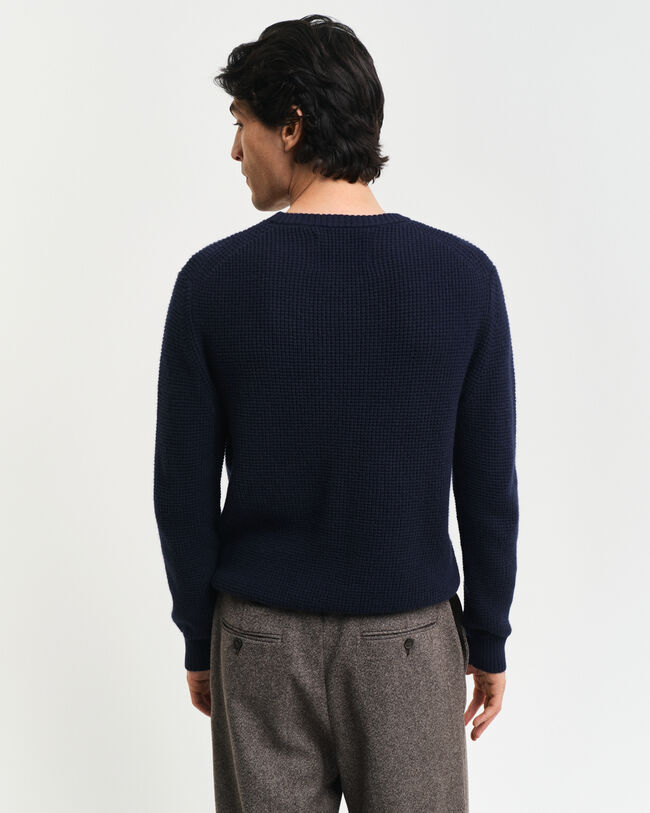 Rundhalspullover aus strukturiertem Wollgemisch