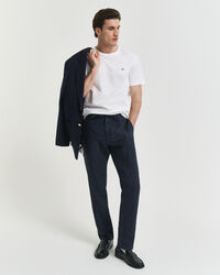 Relaxed Fit Pinstripe Leinen Hose