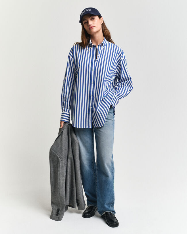 Oversized Classic Popeline Bluse mit Streifen