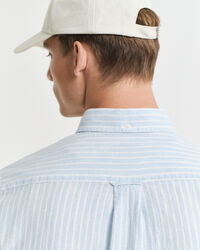 Regular Fit Baumwoll Leinen Kurzarmhemd mit Streifen