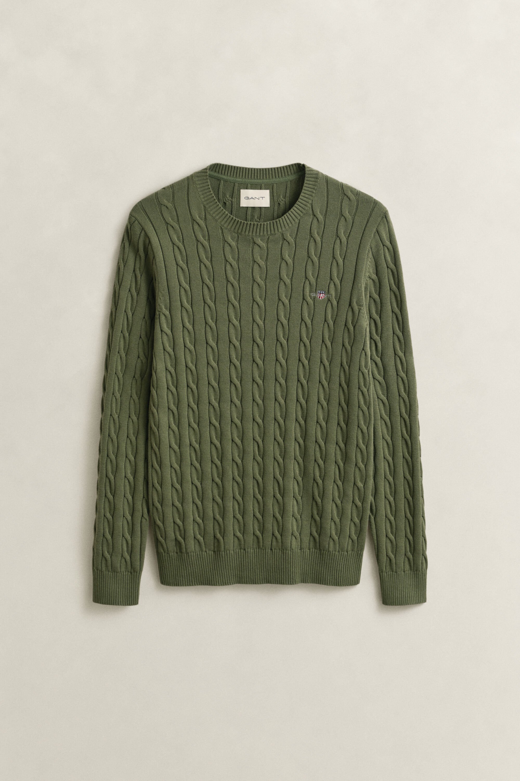 Zopfstrick Rundhalspullover aus Baumwolle