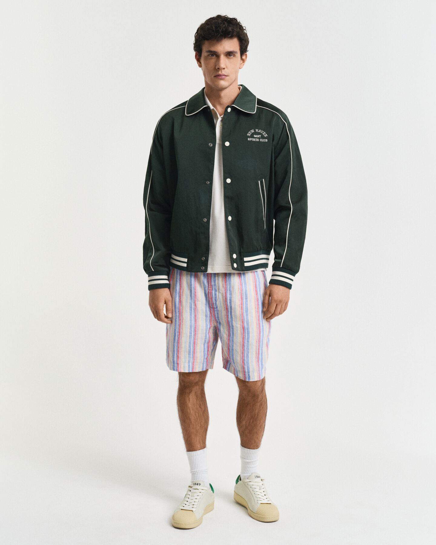 Regular Fit Leinen Shorts mit mehrfarbigen Streifen