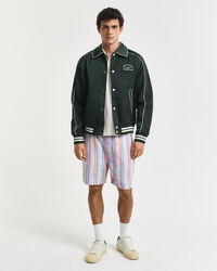 Regular Fit Leinen Shorts mit mehrfarbigen Streifen