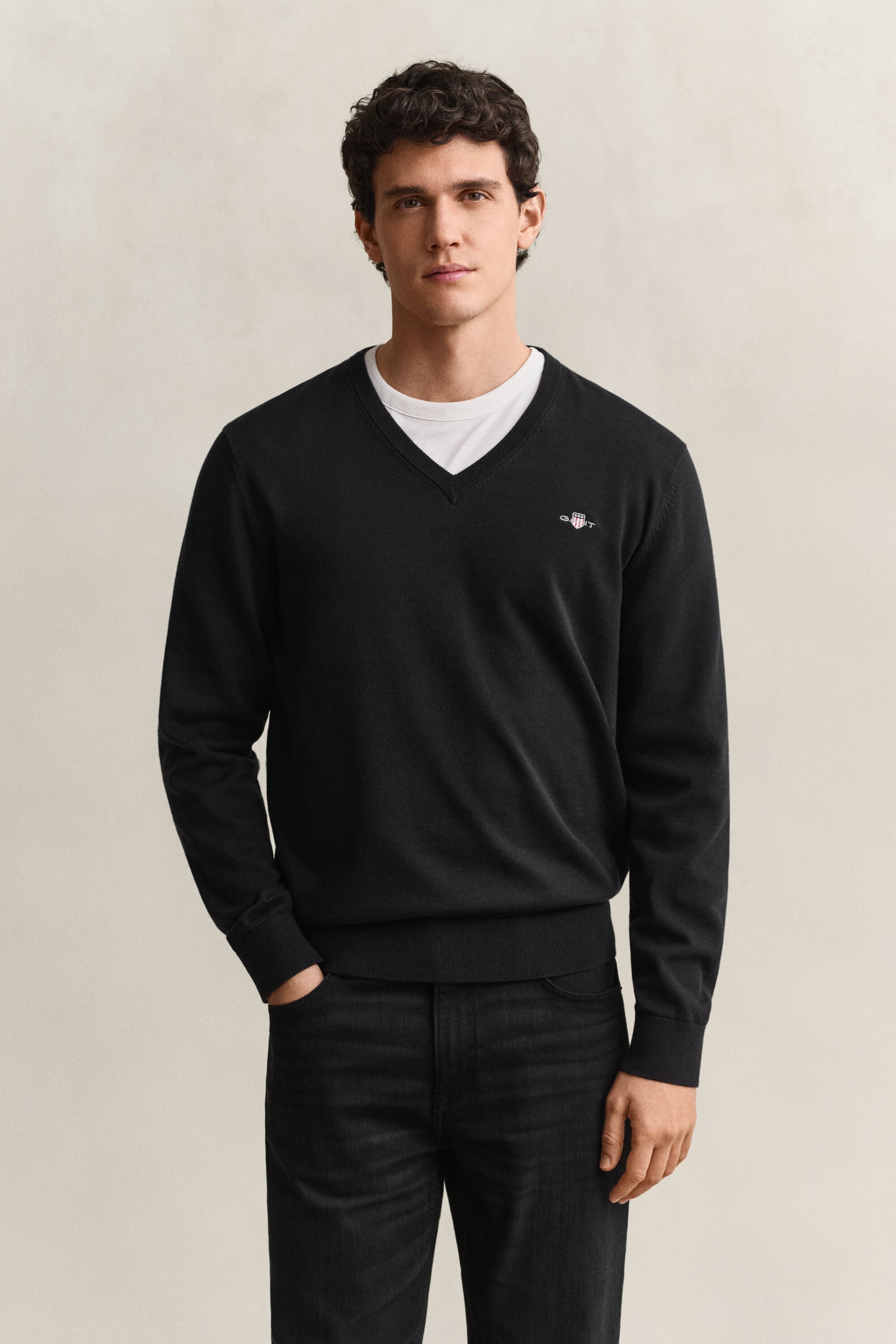 V-Neck Pullover aus Baumwolle