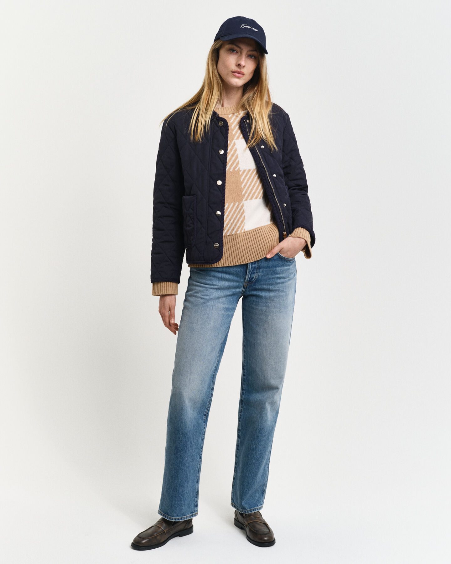 Buffalo Checked Rundhalspullover