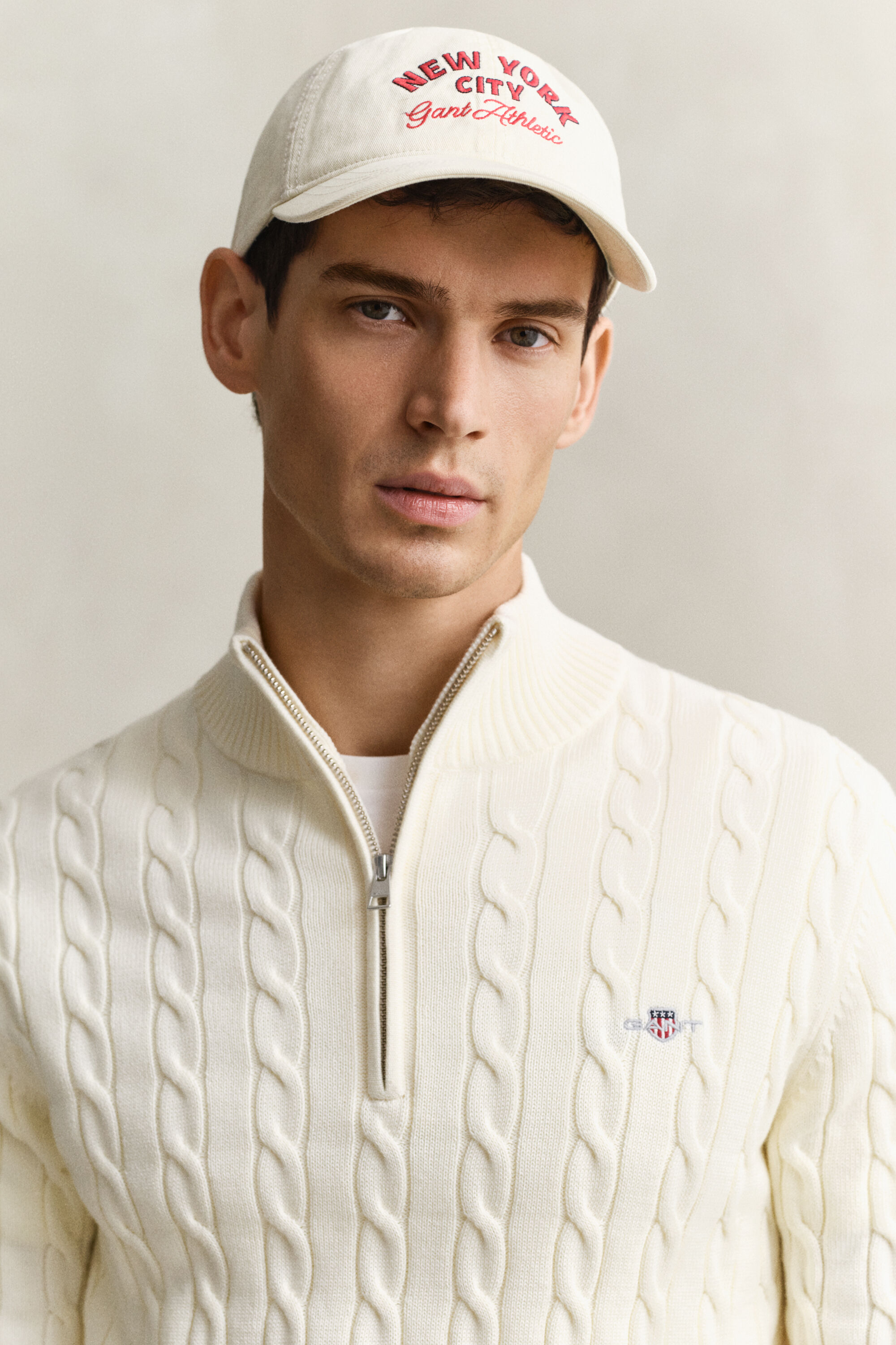 Pull à demi-zip en maille de coton torsadée