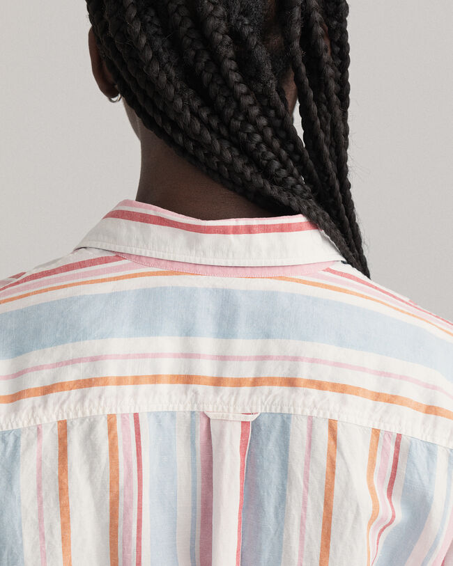 Bunt gestreiftes Hemdblusenkleid