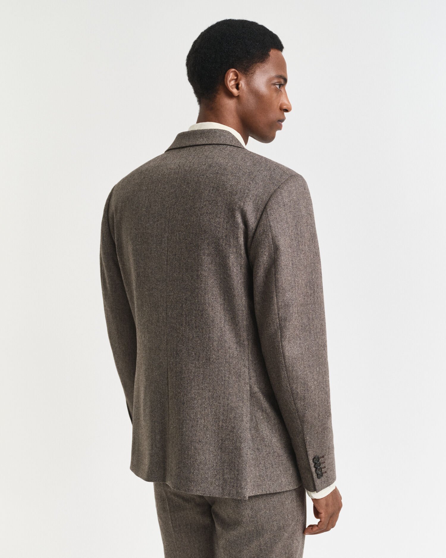 Slim Fit Flannel Herringbone Suit Jacket