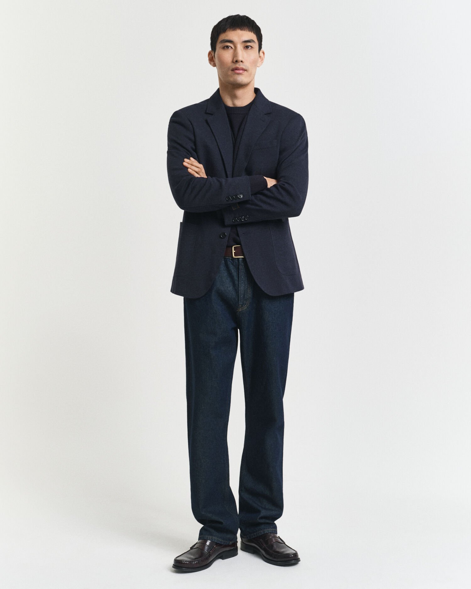 Blazer in jersey bicolore in piqué slim fit