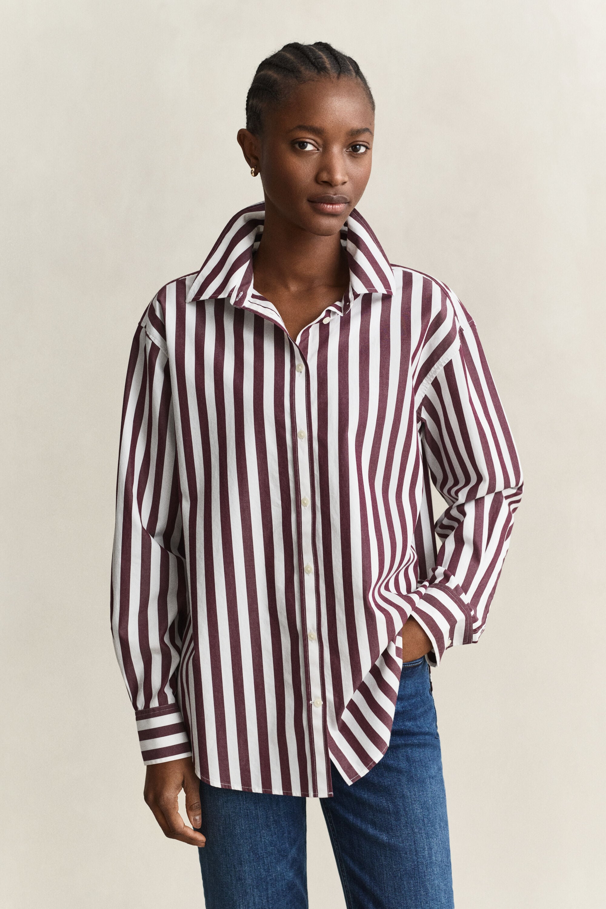 Camicia in popeline a righe relaxed