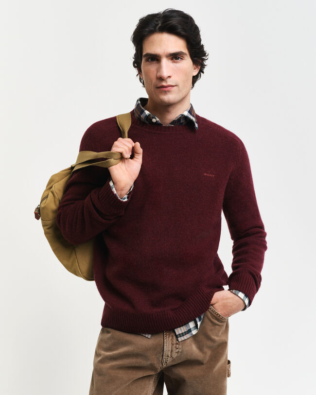 Rundhalspullover aus Wollgemisch