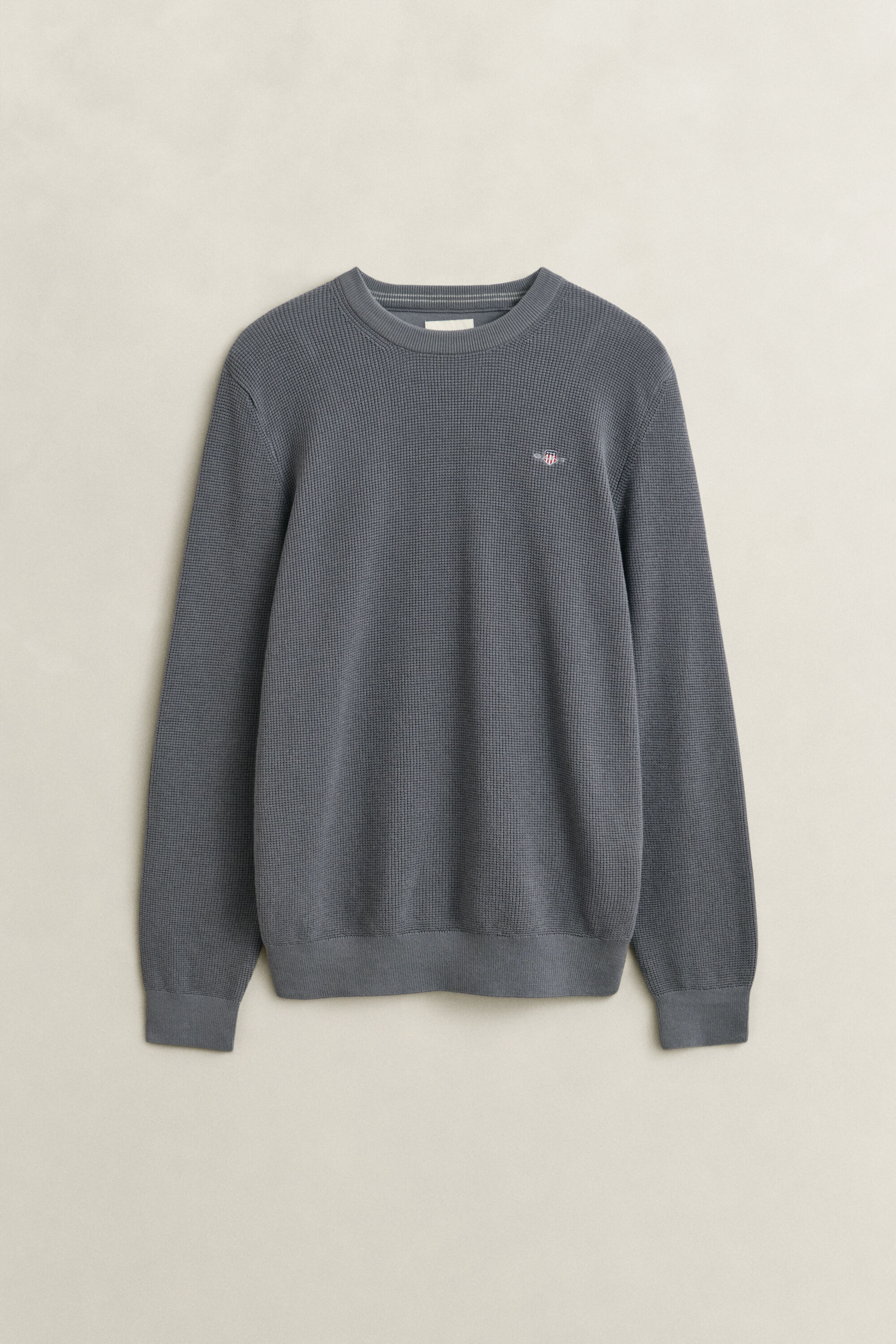 Pull col rond en coton texturé