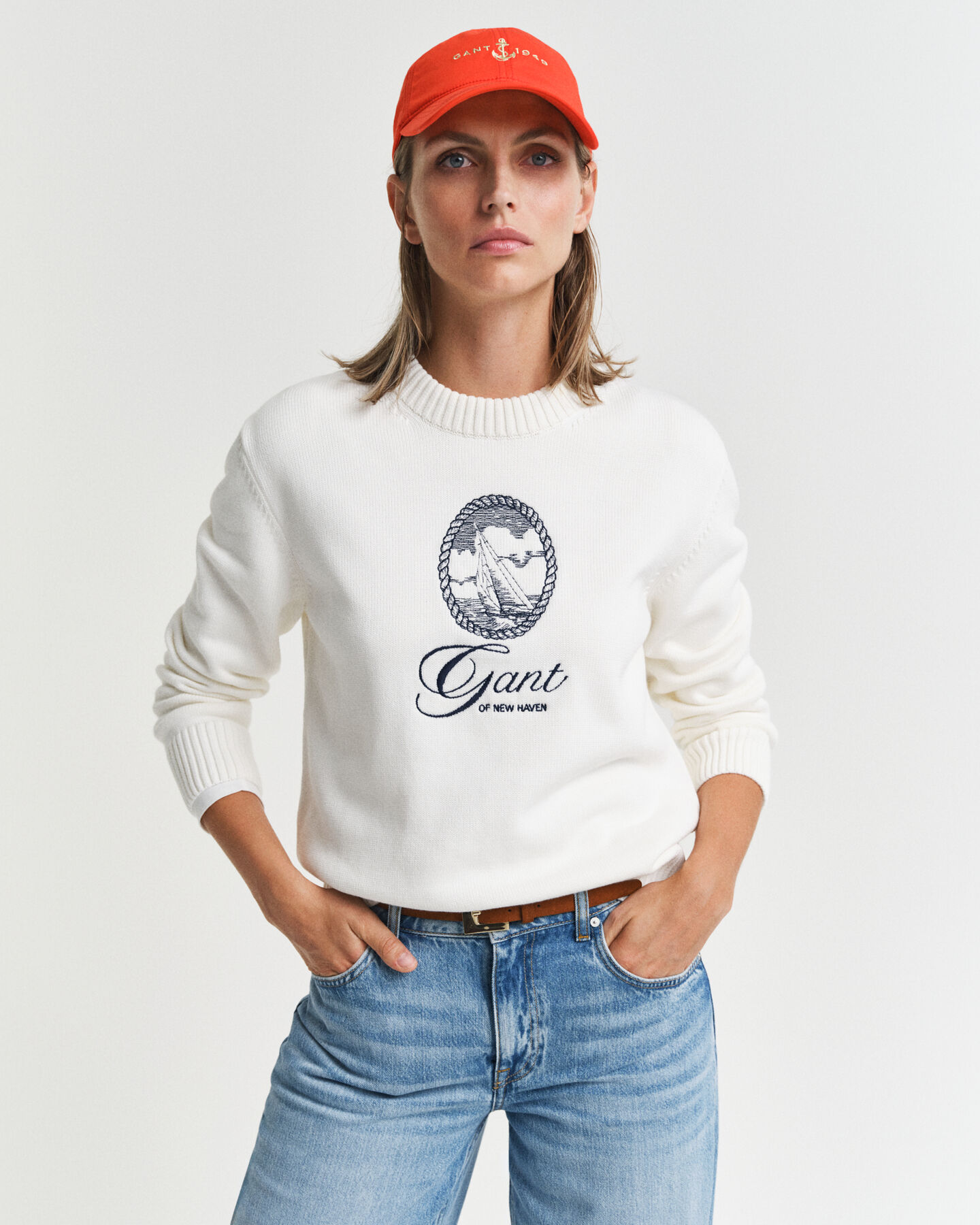 Graphic Rundhalspullover aus Baumwolle