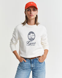 Graphic Rundhalspullover aus Baumwolle