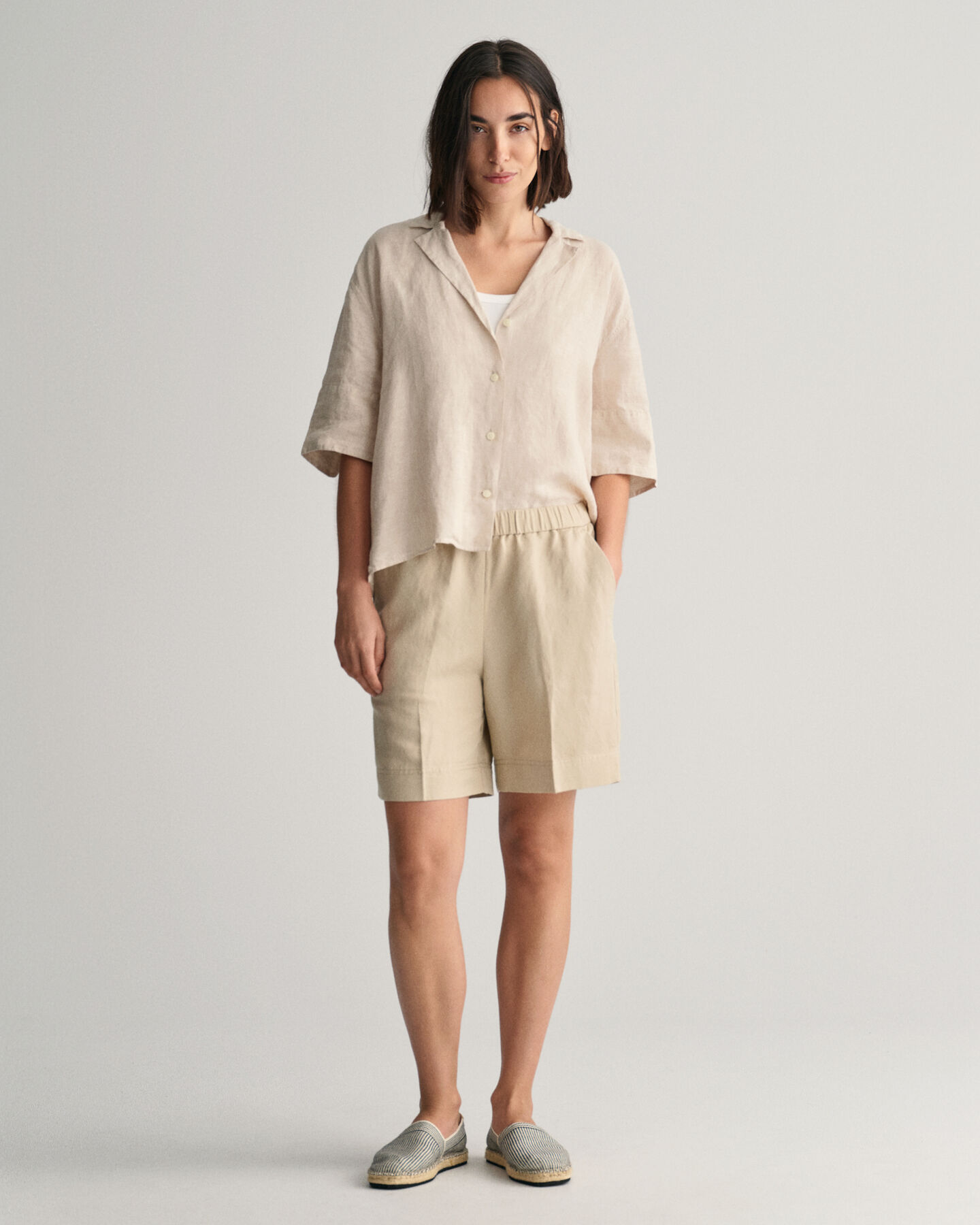 Relaxed Fit Leinenmix Pull-On Shorts