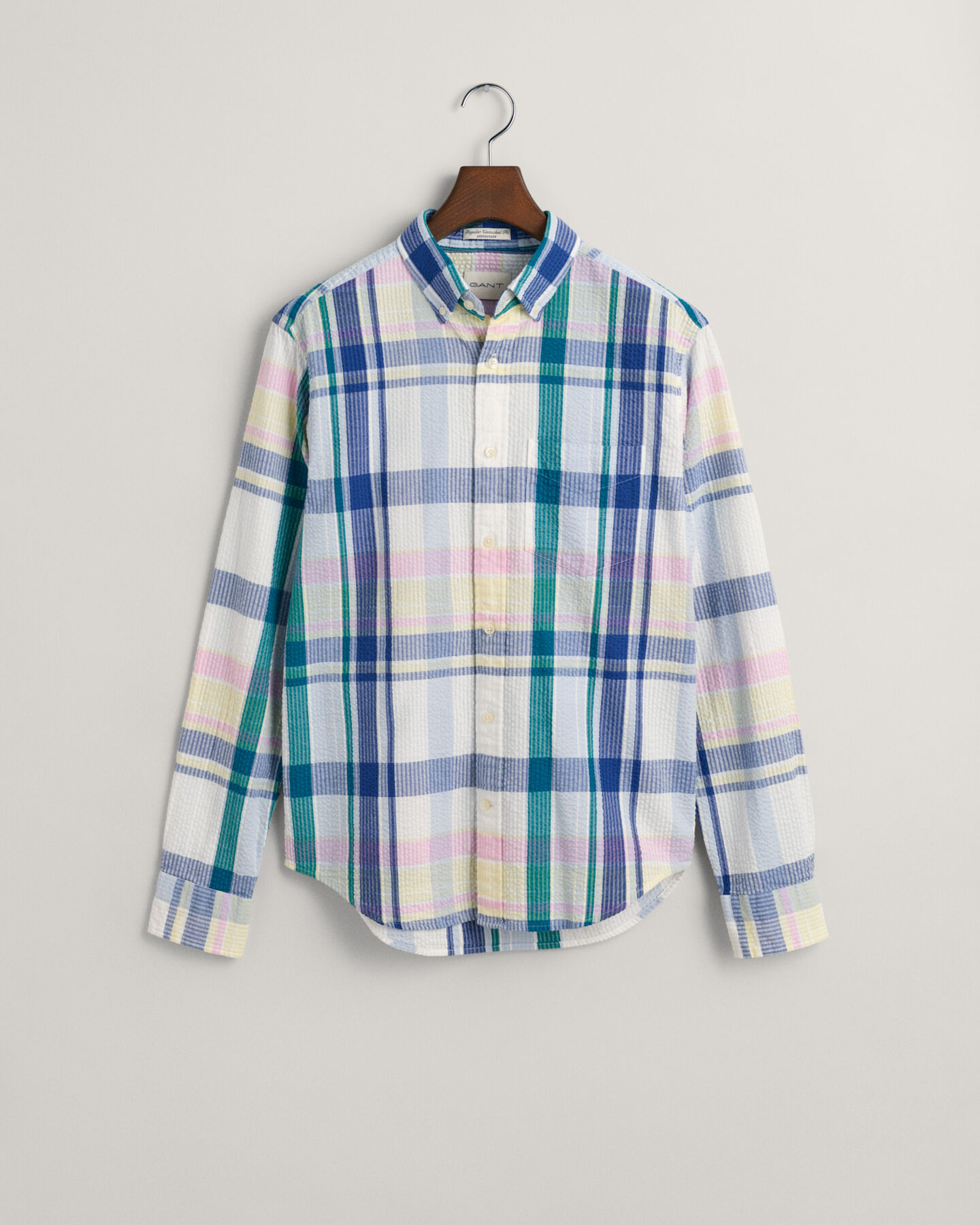 Regular Fit Seersucker Madras Hemd