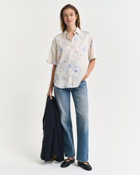 Regular Fit Kurzarmbluse mit Blumen-Print