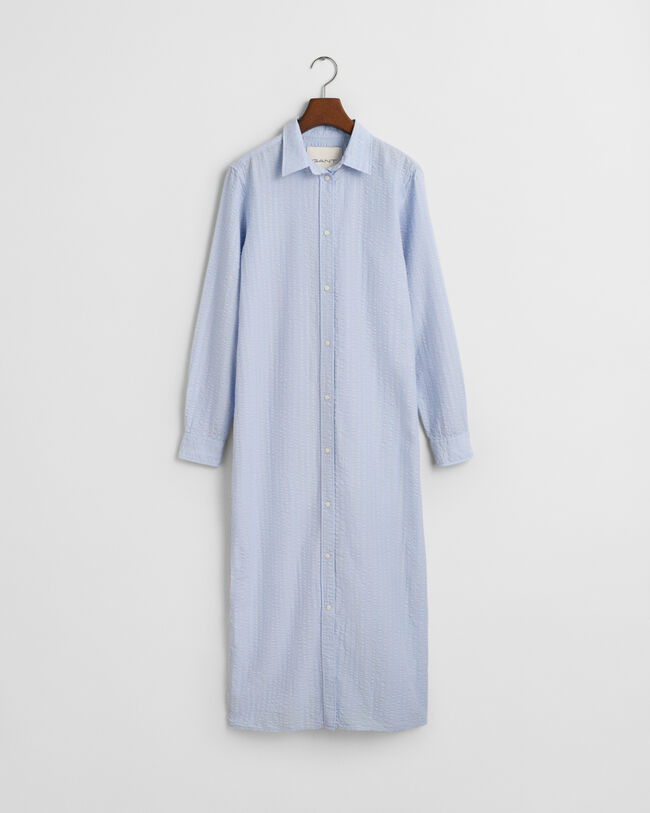 Tonal Seersucker Kleid mit Streifen