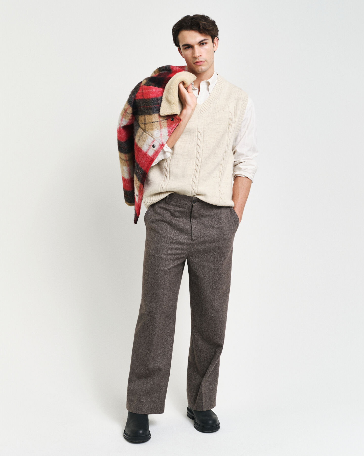 Zopfstrick Pullunder mit V-Ausschnitt