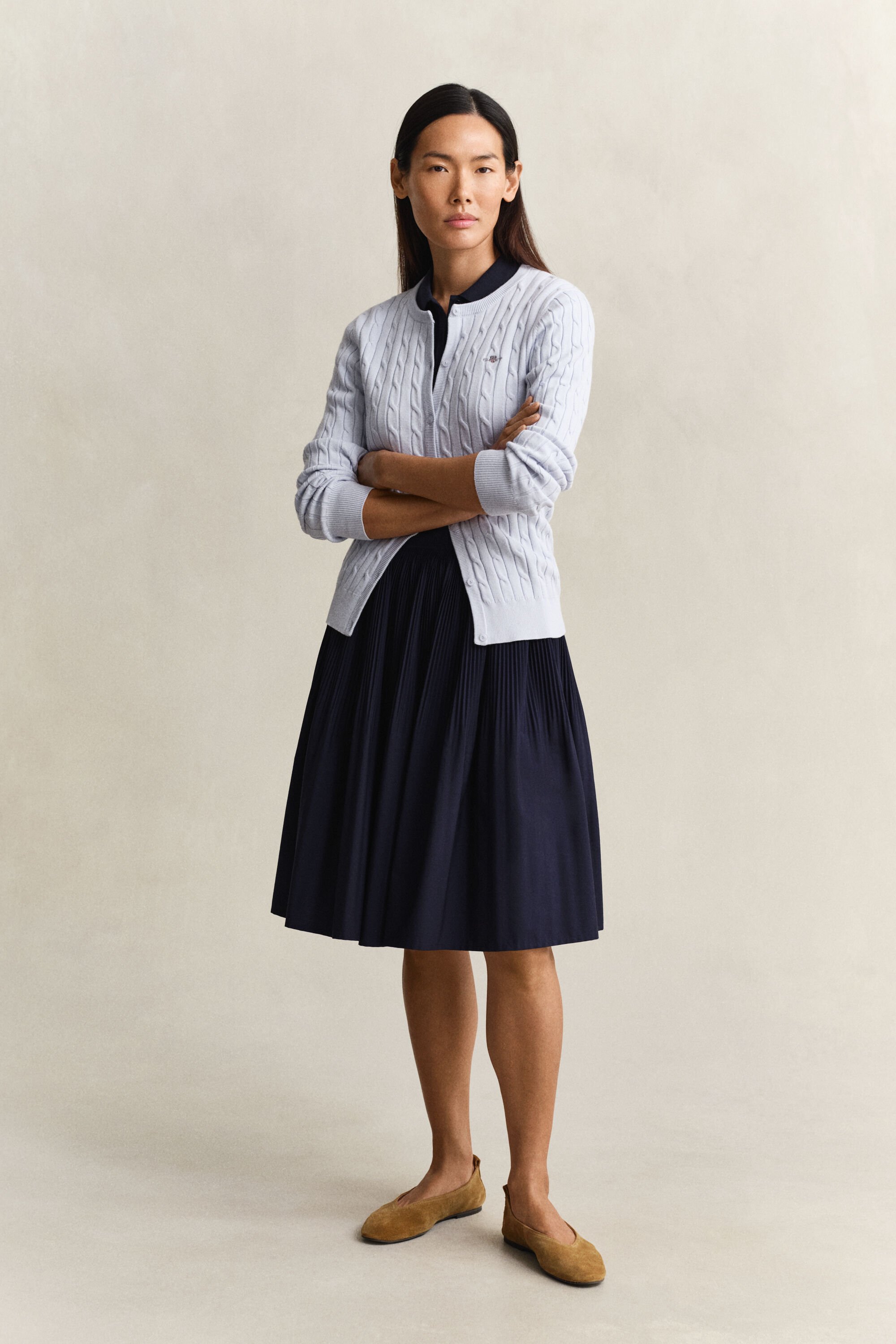 Cardigan in maglia con lavorazione a trecce