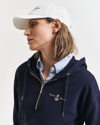 Anchor Hoodie mit Reißverschlusskragen und Stickerei