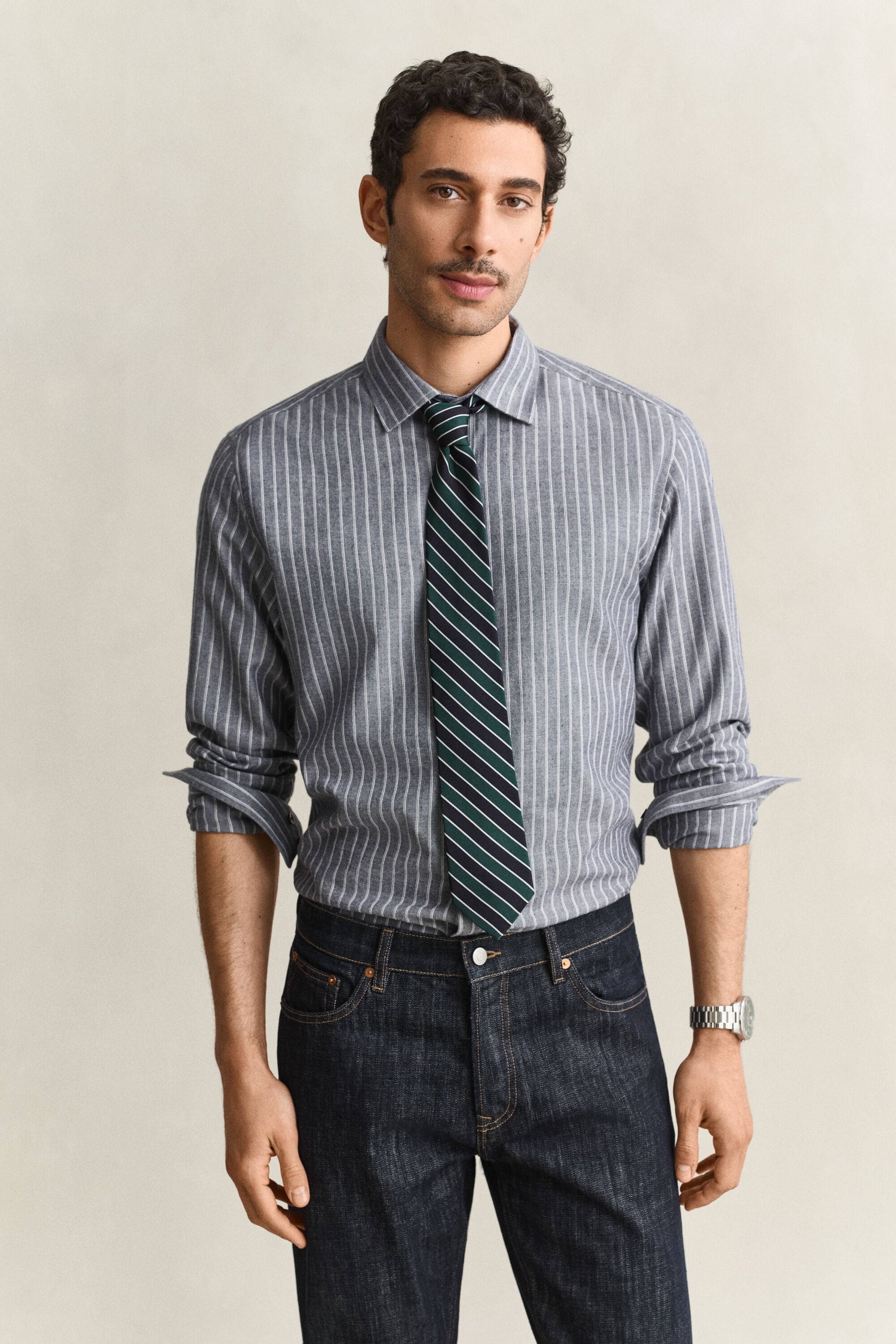 Camicia in flanella mélange a righe