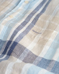 Regular Fit Madras Leinen Kurzarm Hemd