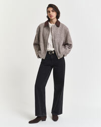 Zopfstrick Oberteil mit kurzen Puffärmeln