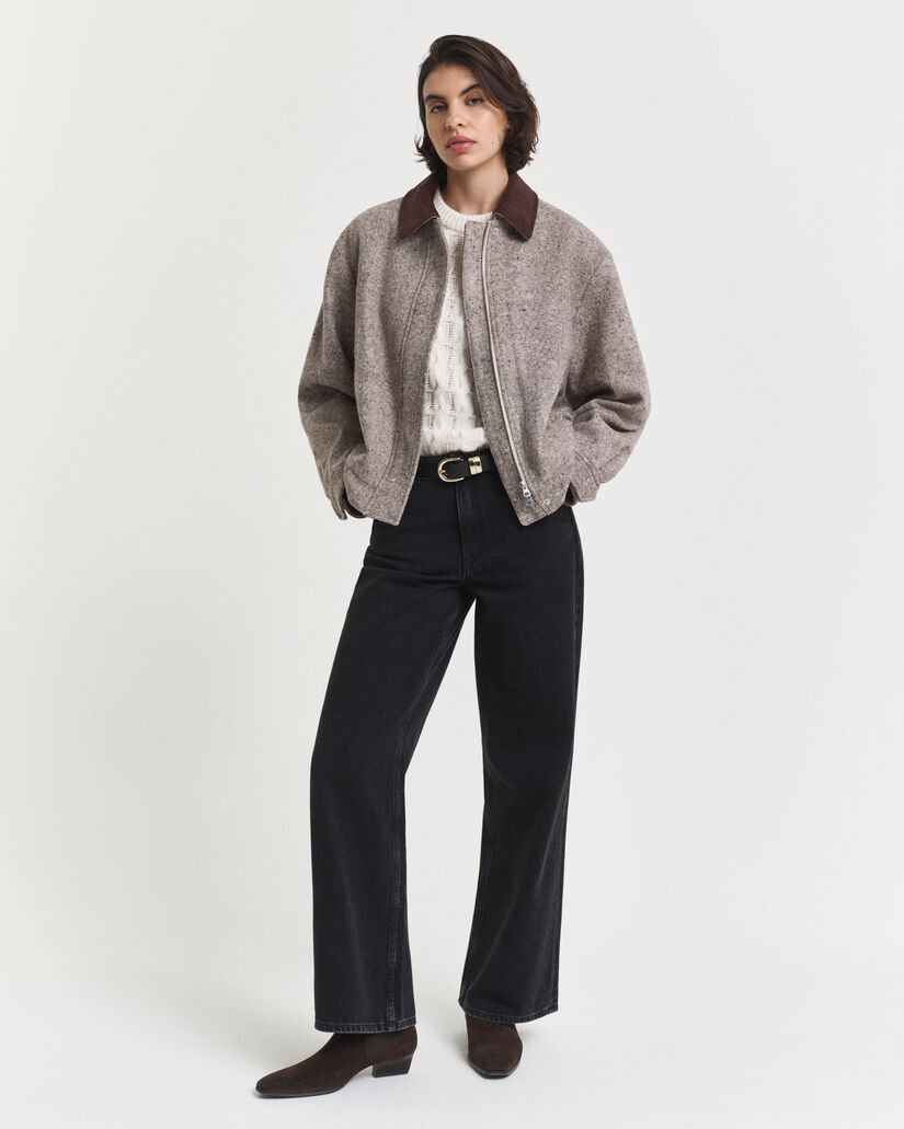 Zopfstrick Oberteil mit kurzen Puffärmeln