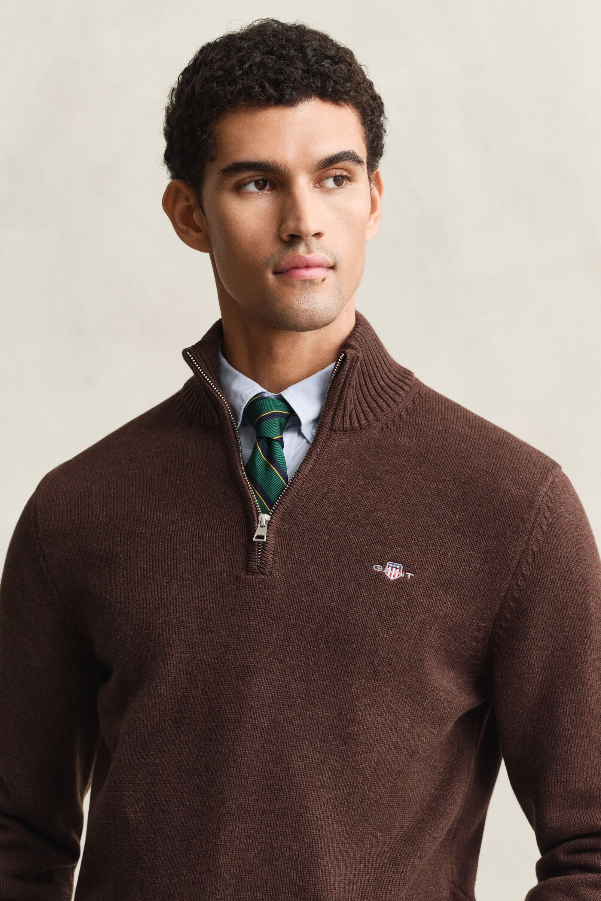 Pull en coton décontracté à demi-zip