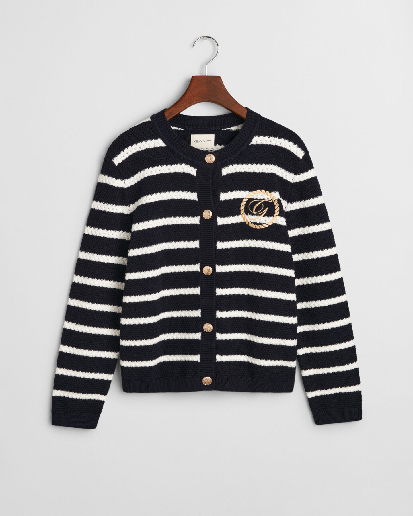 Gestreifte Strickjacke aus Baumwolle