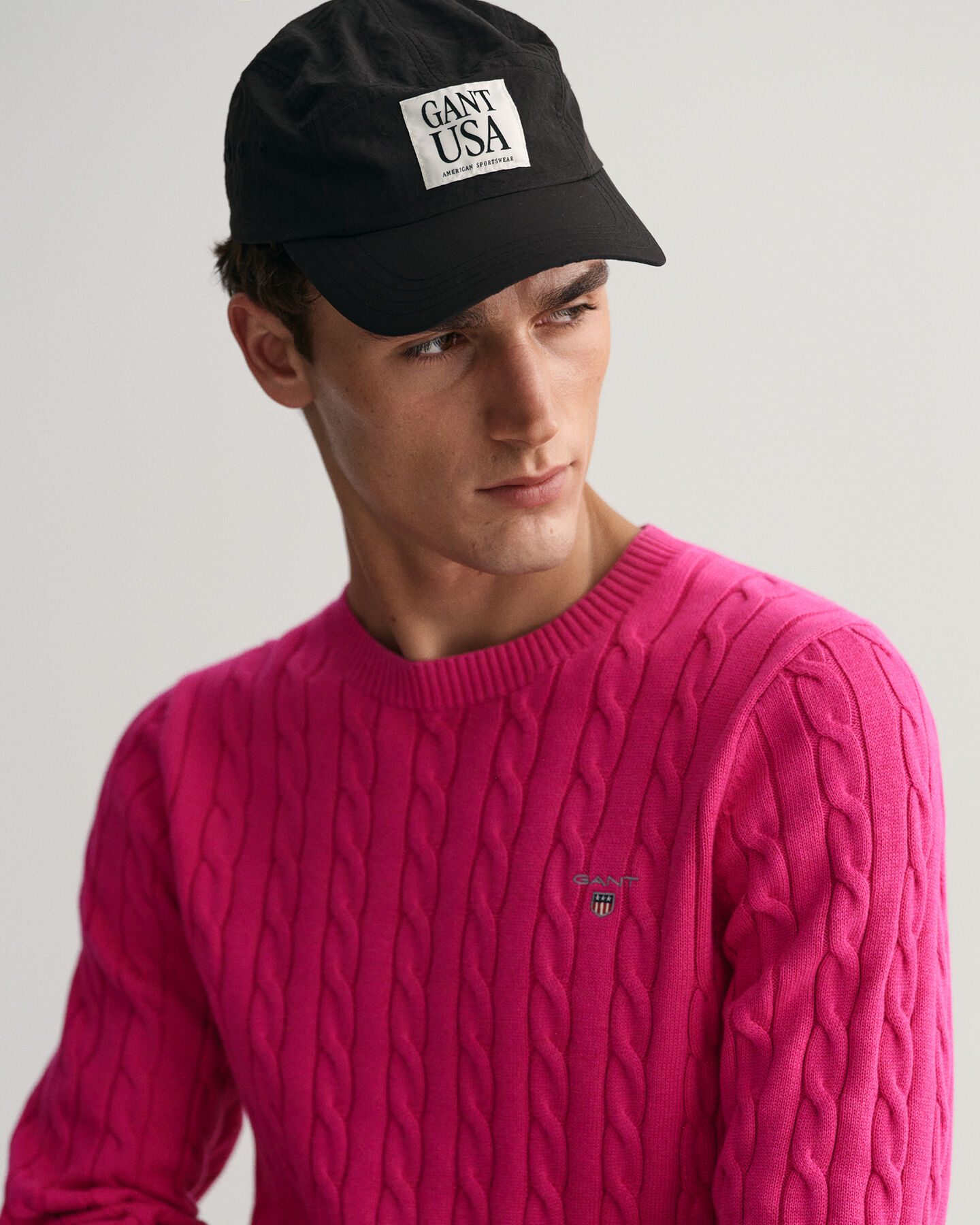 Zopfstrick Rundhalspullover aus Baumwolle