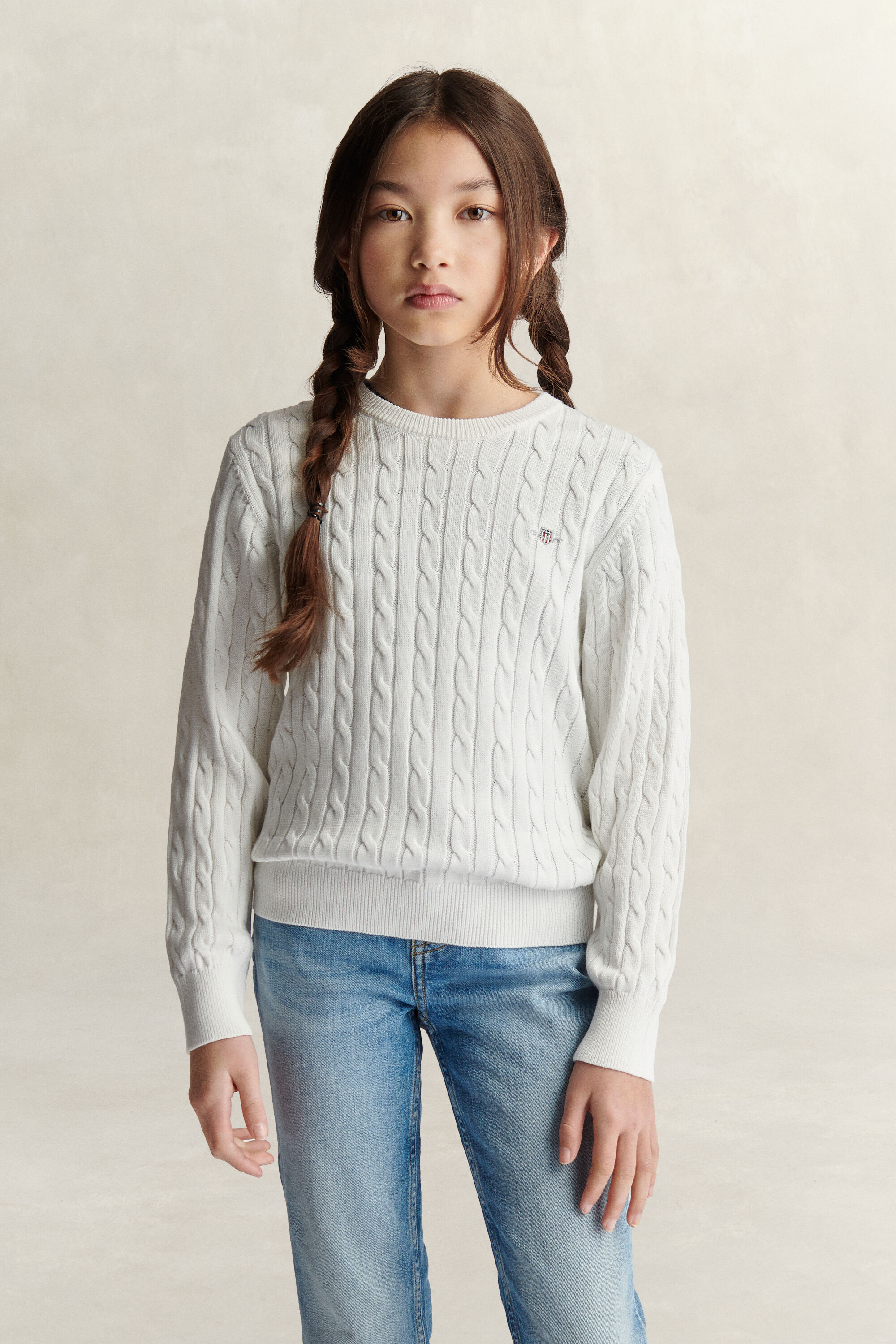 Teen Girls Pullover mit Zopfmuster
