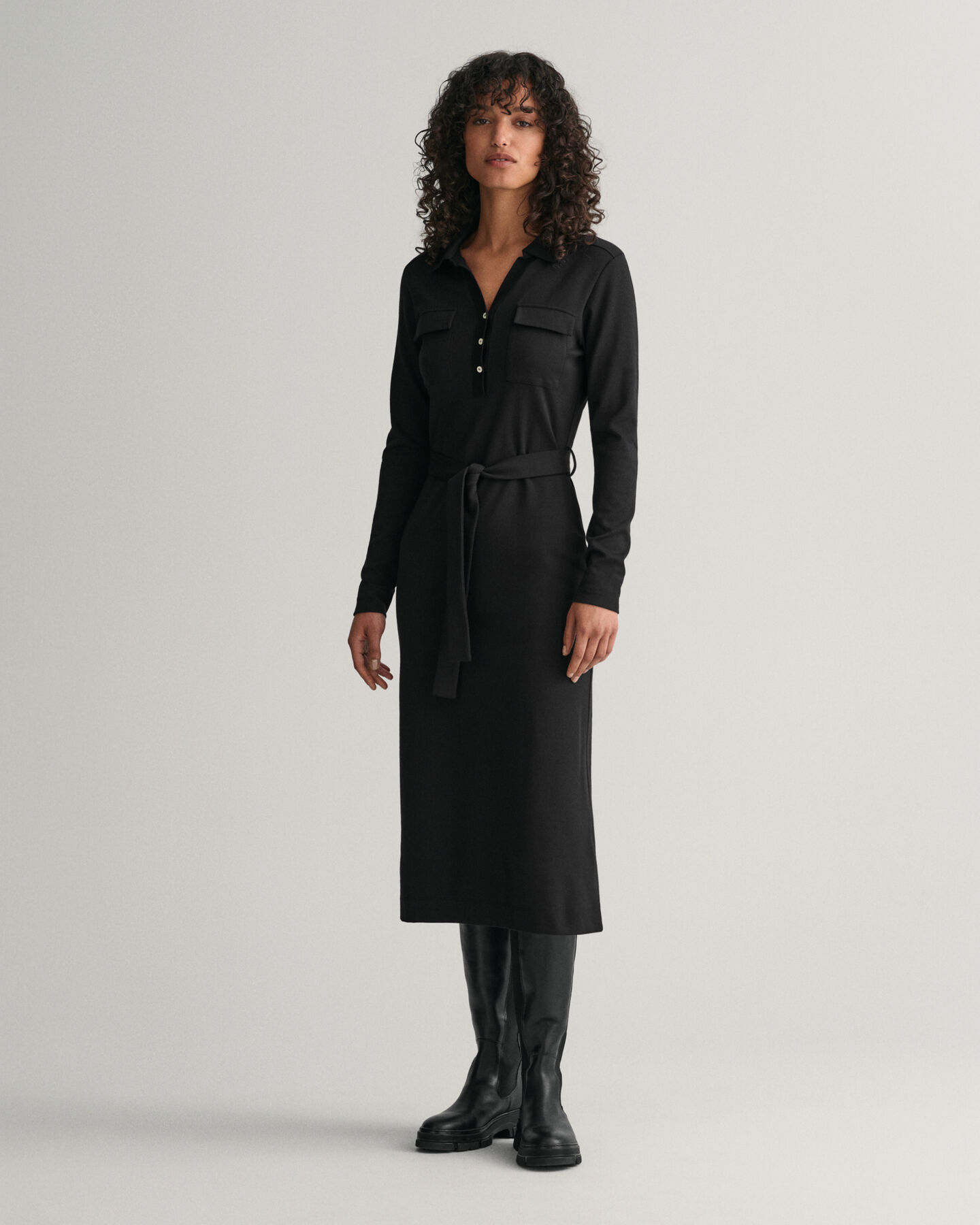 Slim Fit Jersey Polokleid