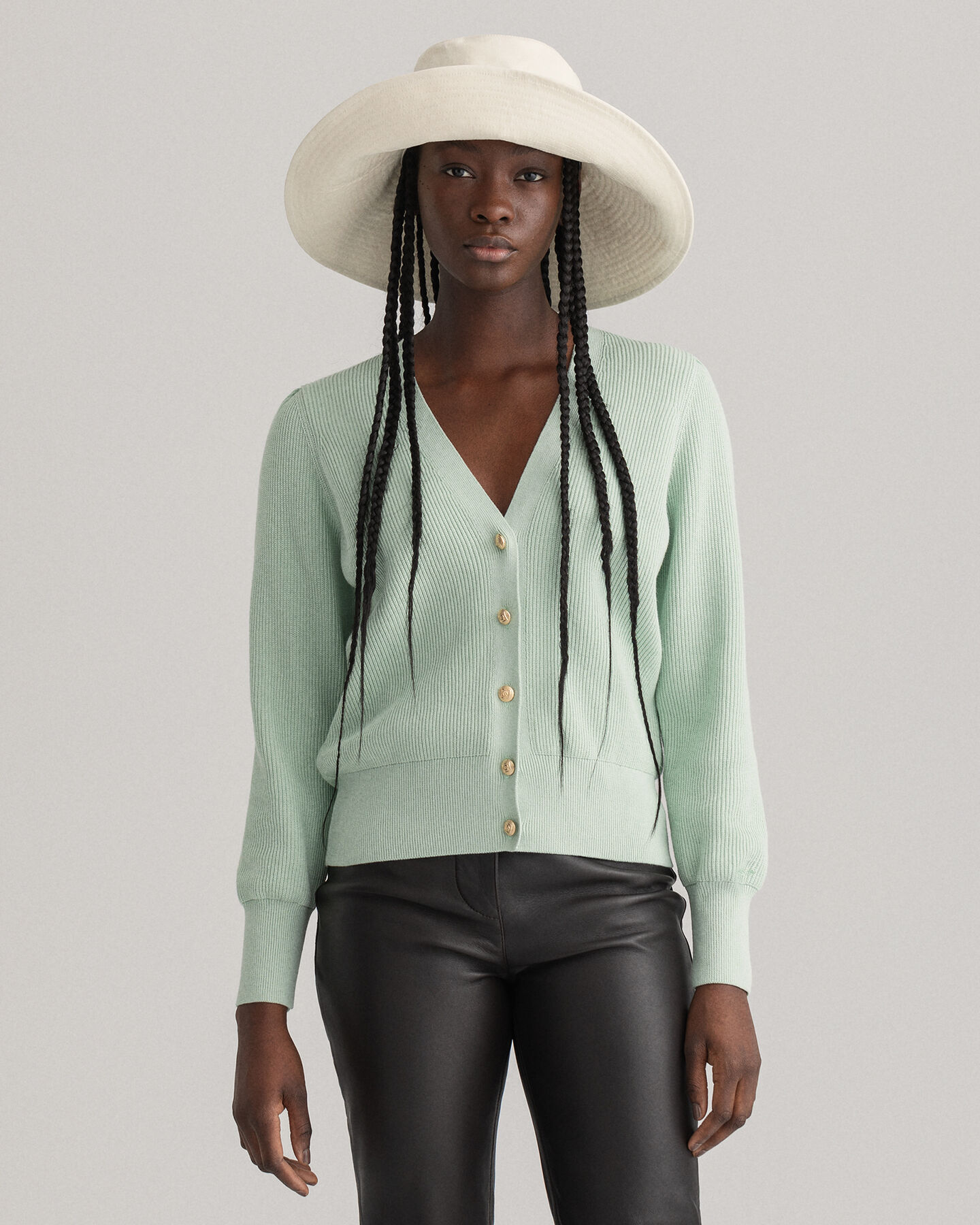 Gerippte Baumwollstrickjacke