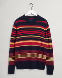 Geelong Woll Rundhalspullover mit Streifen