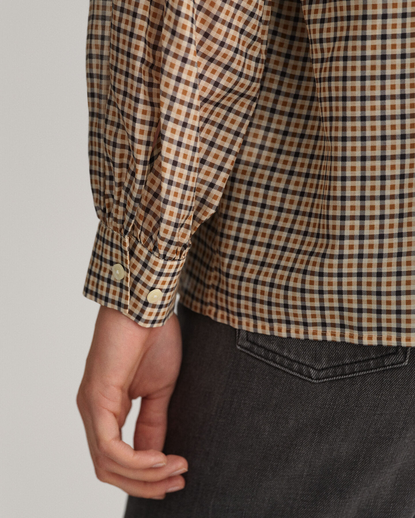 Baumwoll Seiden Bluse mit Karomuster