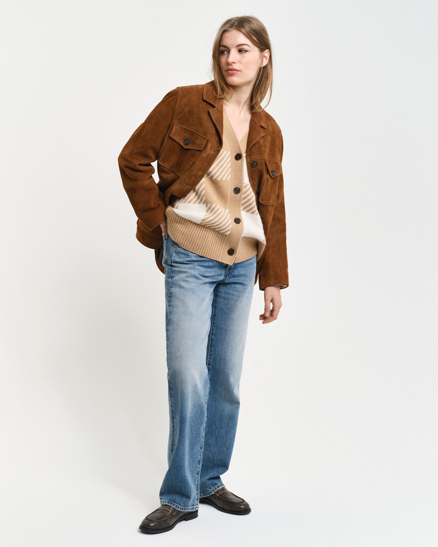 Buffalo Checked V-Neck Strickjacke